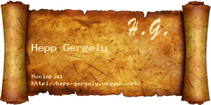 Hepp Gergely névjegykártya